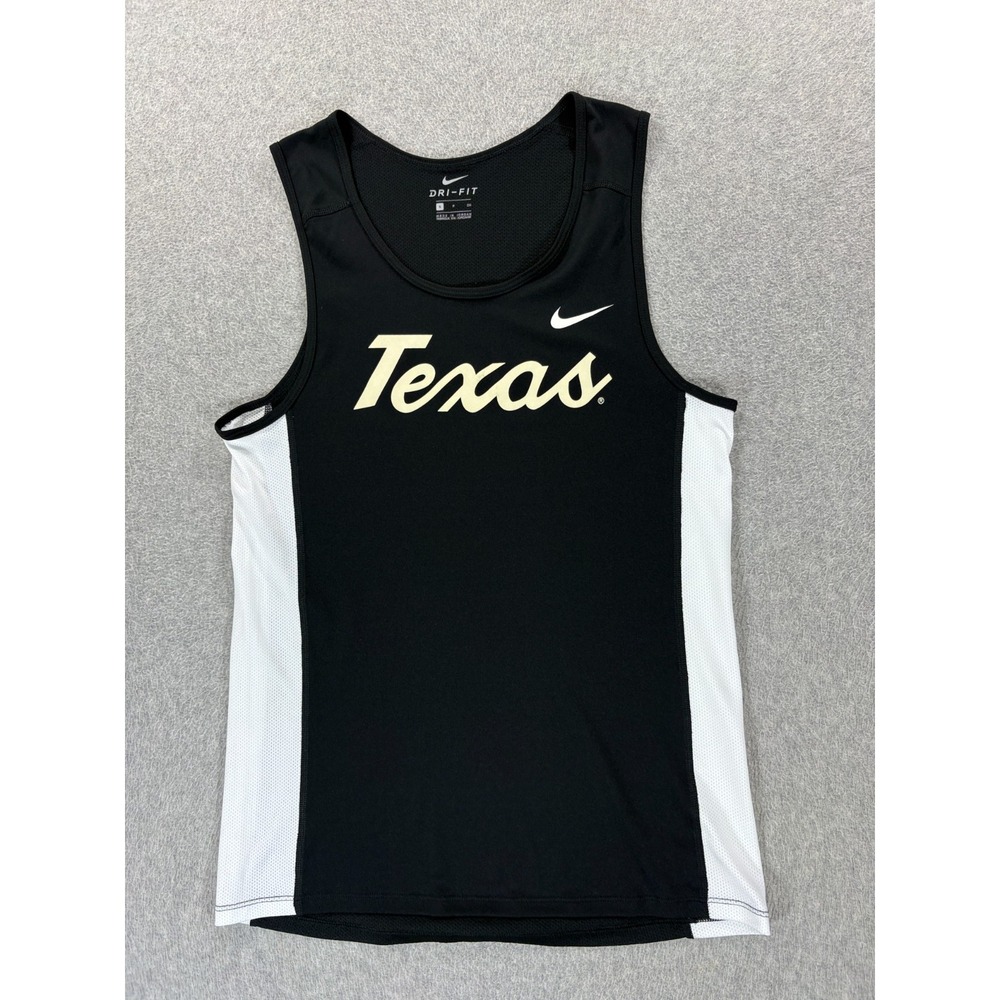 Texas Longhorns Nike Dri Fit Running Tank Mens Small Black White Mesh Panels